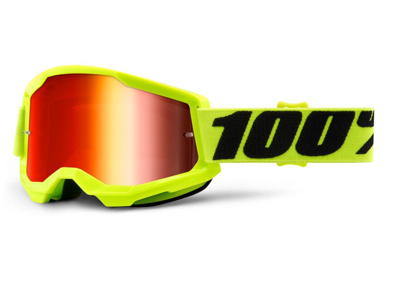 100% Strata Gen2 goggle anti fog mirror lens Fluo Yellow unis - Liquid-Life