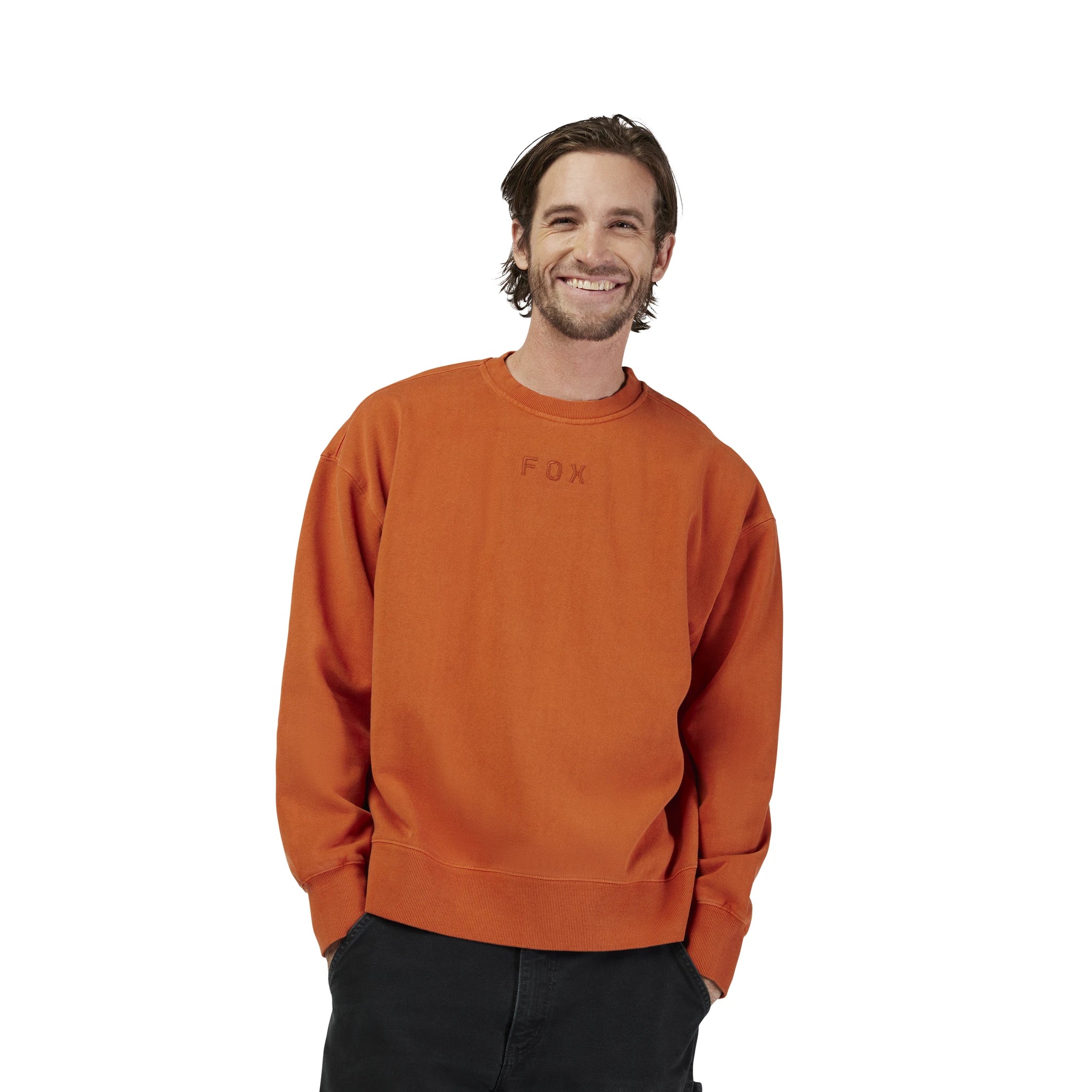 Fox Wordmark Oversized Fleece Crew - Liquid-Life #Wähle Deine Farbe_Cognac