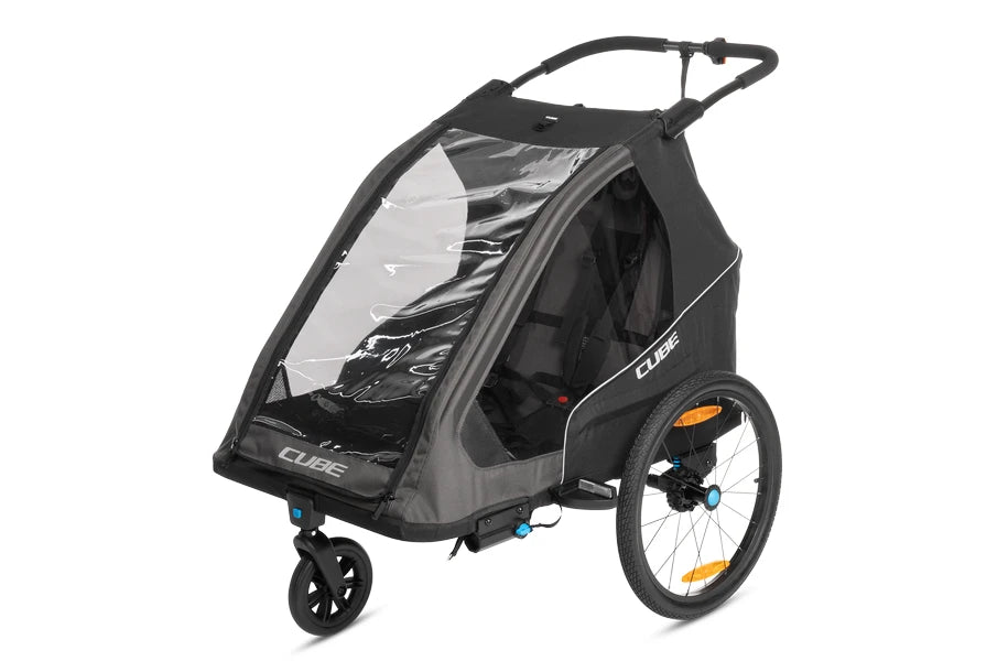 Cube Kinder Fahrradanhänger Double PURE - Liquid-Life #Wähle Deine Farbe_black´n´grey