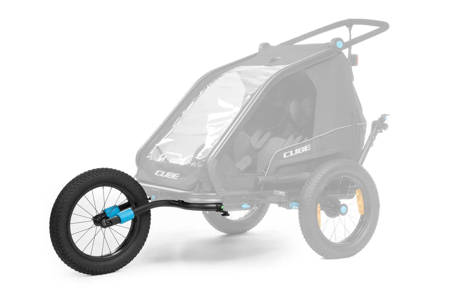 Cube Fat Wheel Jog. Kinder Fahrradanhänger Double - Liquid-Life #Wähle Deine Farbe_black