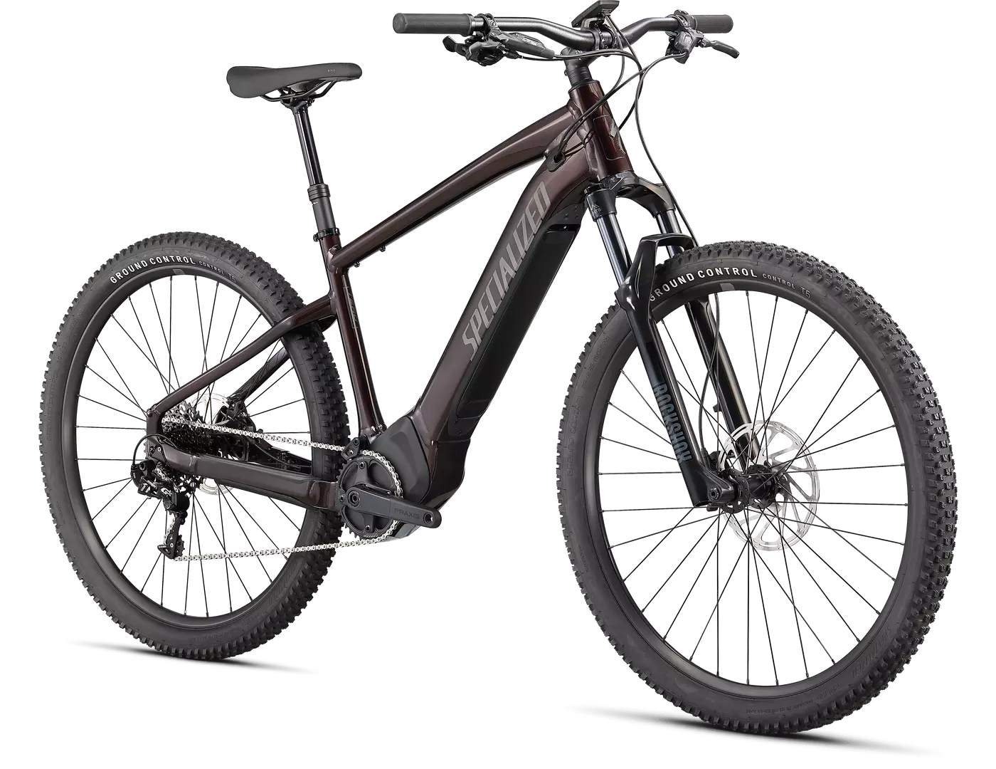 Specialized Turbo Tero E-Mountainbike in dunklem Finish, geeignet für Off-Road-Touren, robuste Reifen und moderner Rahmen.
