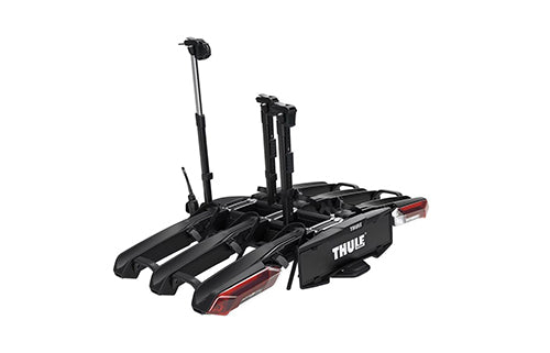 Thule Auto-Heckträger für Fahrräder, schwarz, robustes Design, geeignet für den sicheren Transport von bis zu drei Fahrrädern.