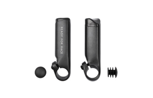 Schwarze Fahrrad-Barends, Paar, mit Aufschrift "Ready for Race", inkl. Lenkerstopfen.