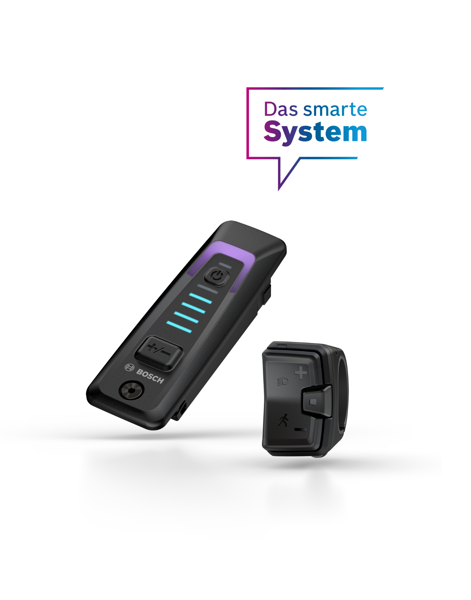 Bosch E-Bike-Display und -Bedieneinheit, geeignet für E-Bike-Fahrer. "Das smarte System" dargestellt.