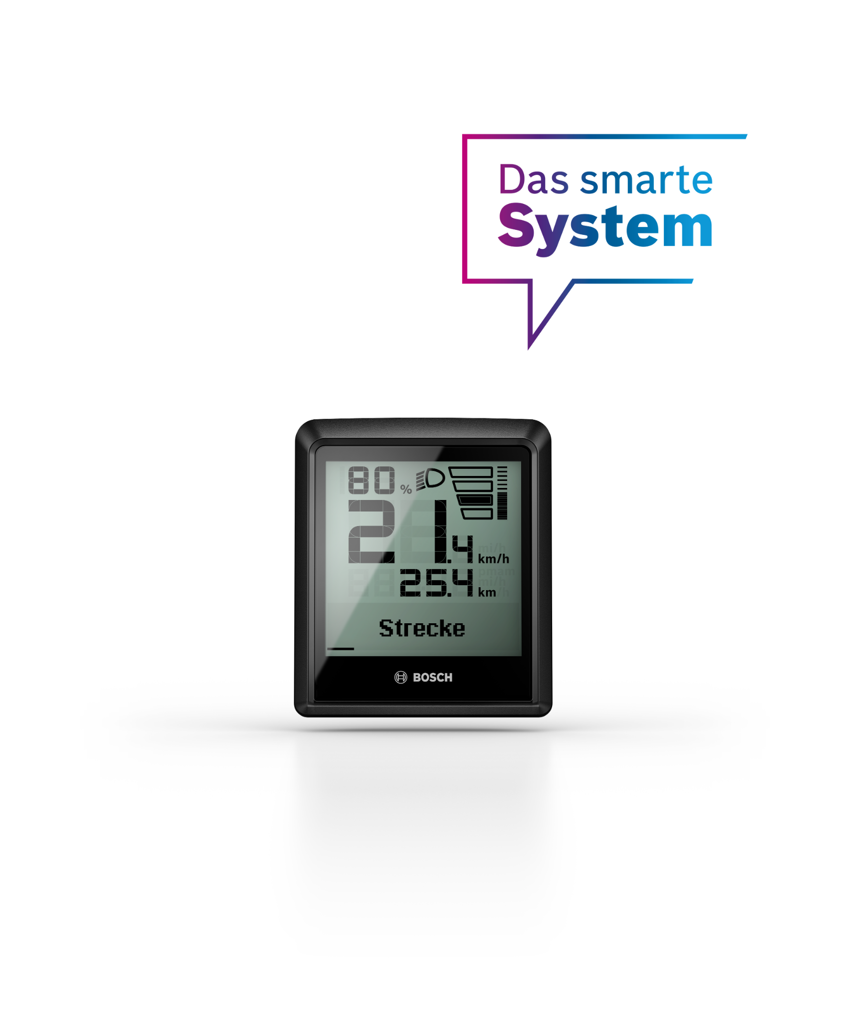 Bosch E-Bike-Display zeigt Geschwindigkeit, Strecke und Batteriestatus. Ideal für E-Bike-Nutzer.