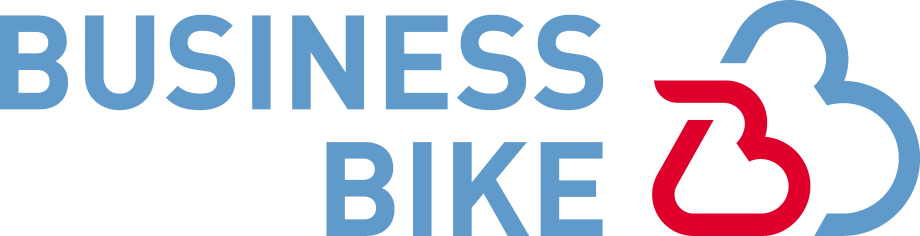 Logo von BusinessBike, blau-rote Schrift mit stilisiertem Fahrrad und Wolke, angeboten auf page.bike-leasing.