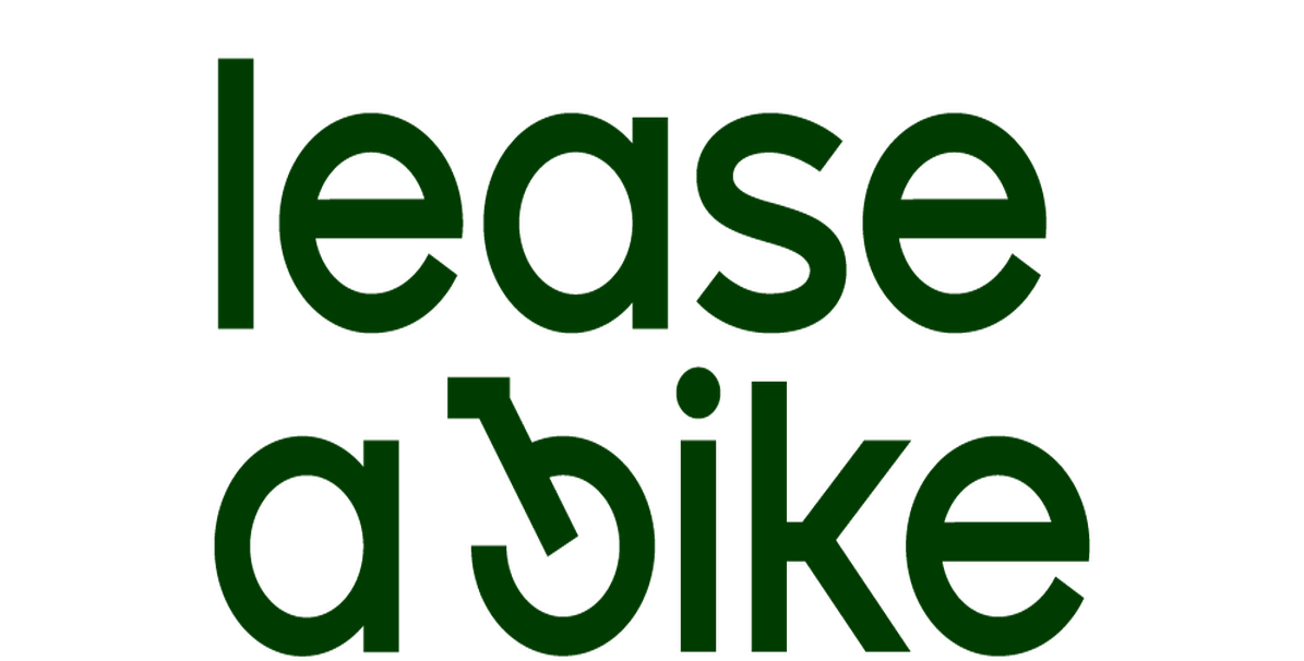 Logo von "Lease a Bike" in grün, Symbol eines halben Fahrrads in Schrift integriert.