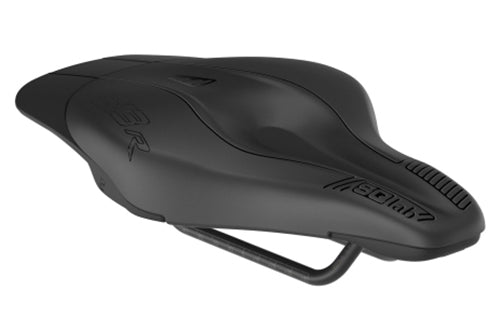 Schwarzer SQlab 6OX Fahrradsattel, ergonomisch geformt, für sportliche Mountainbike- und Trekkingtouren geeignet.