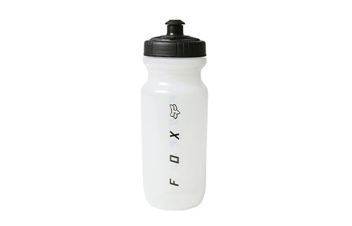 Klares FOX Trinkflasche mit schwarzem Deckel, geeignet für Sport und Freizeit.