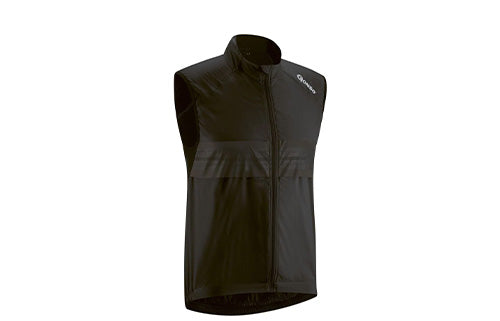 Schwarze winddichte Weste von Gonso für Outdoor-Aktivitäten. Ideal für Radfahrer.
