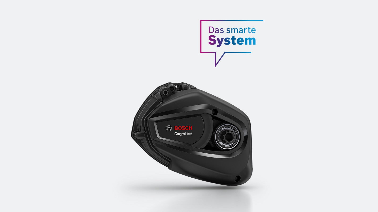 Bosch Cargo Line E-Bike-Motor, robustes Design, ideal für Lastenräder. "Das smarte System" Slogan oben rechts.