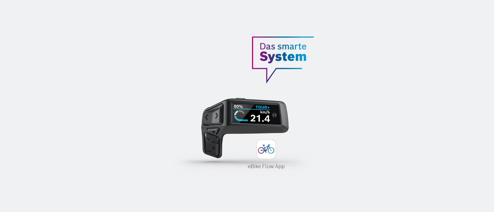 eBike-Display mit Geschwindigkeitsanzeige (21,4 km/h), Passform für smarte Systeme, kompatibel mit eBike Flow App.