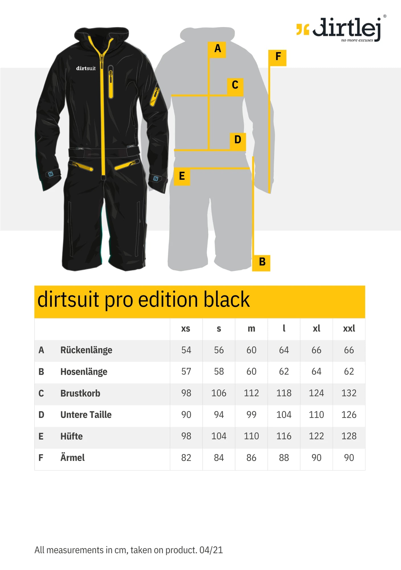 dirtlej dirtsuit pro edition schwarz/gelb