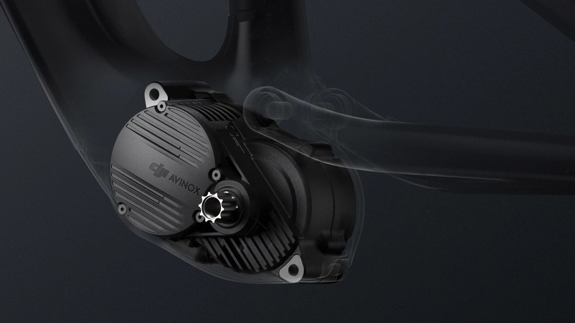E-Bike-Motor von Avinox, kompakt am Fahrradrahmen montiert, für leistungsstarke Unterstützung beim Fahren.