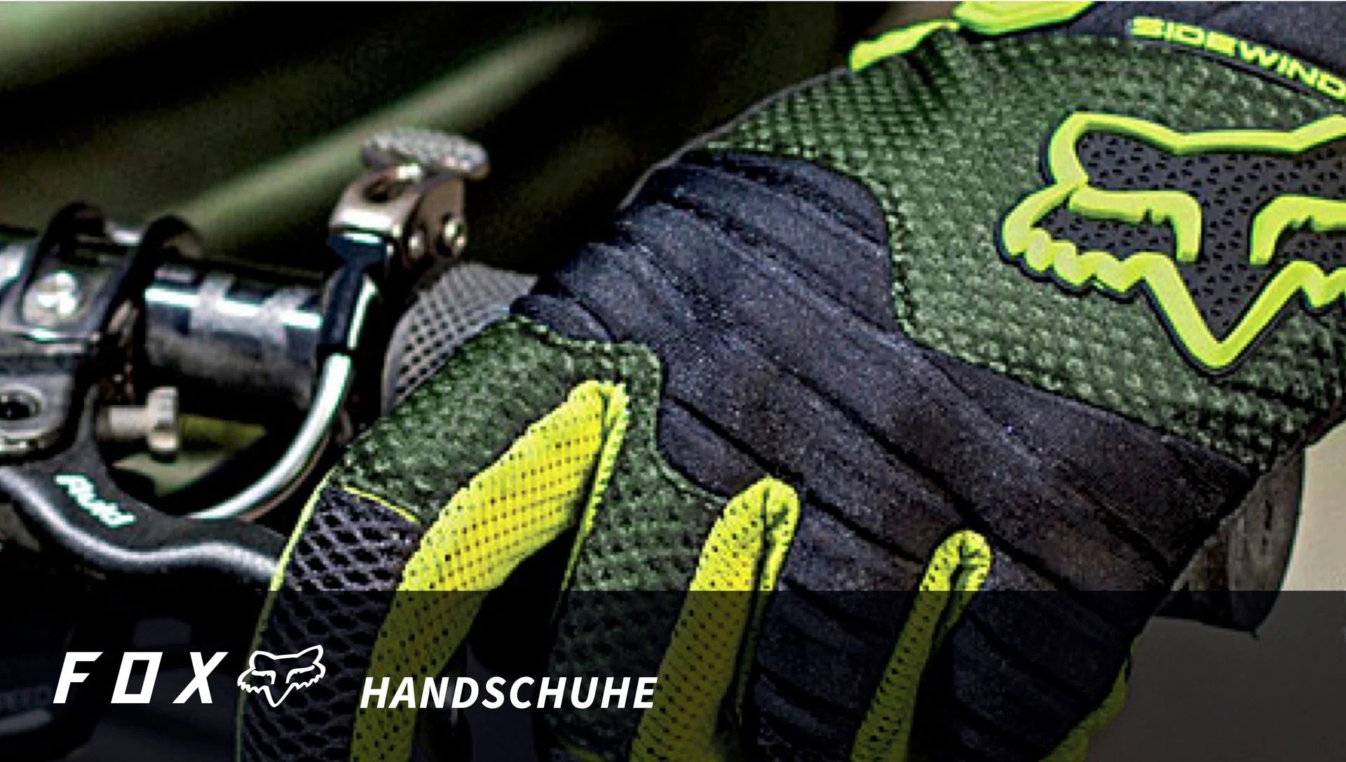 Fox Handschuh "Sidewinder", schwarz-gelb, für Rad- oder Motorradsport. Geeignet für actionreiche Fahrten.