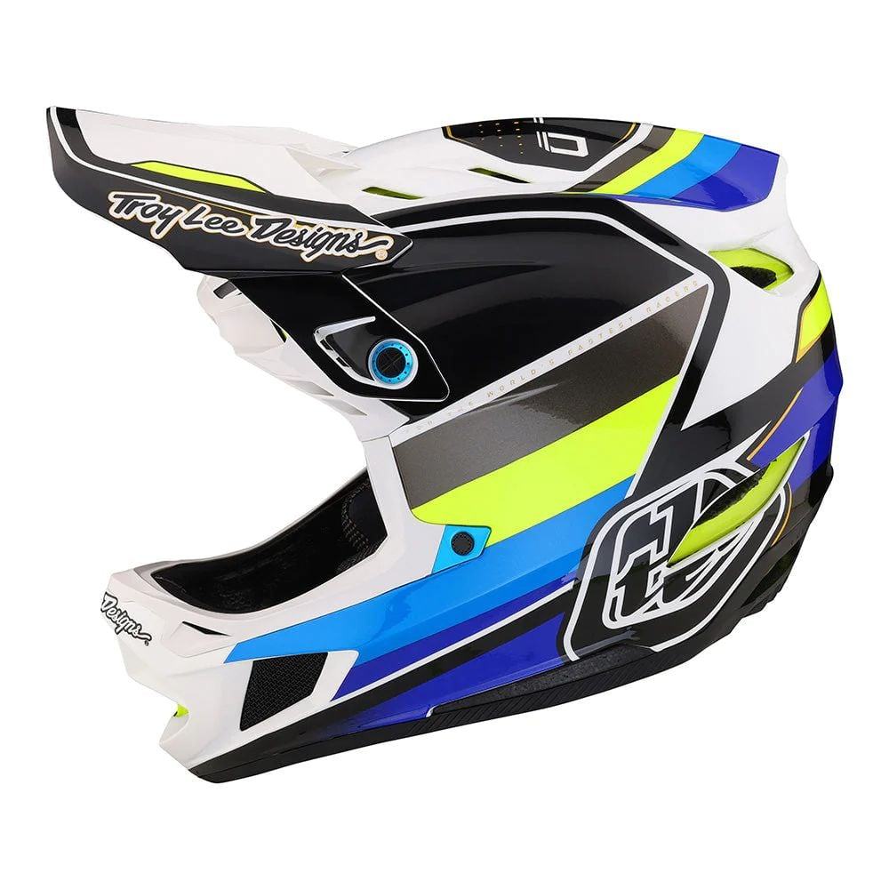 Troy Lee Designs D4 Composite Helmet W/Mips - Liquid-Life #Wähle Deine Farbe_Reverb White / Blue