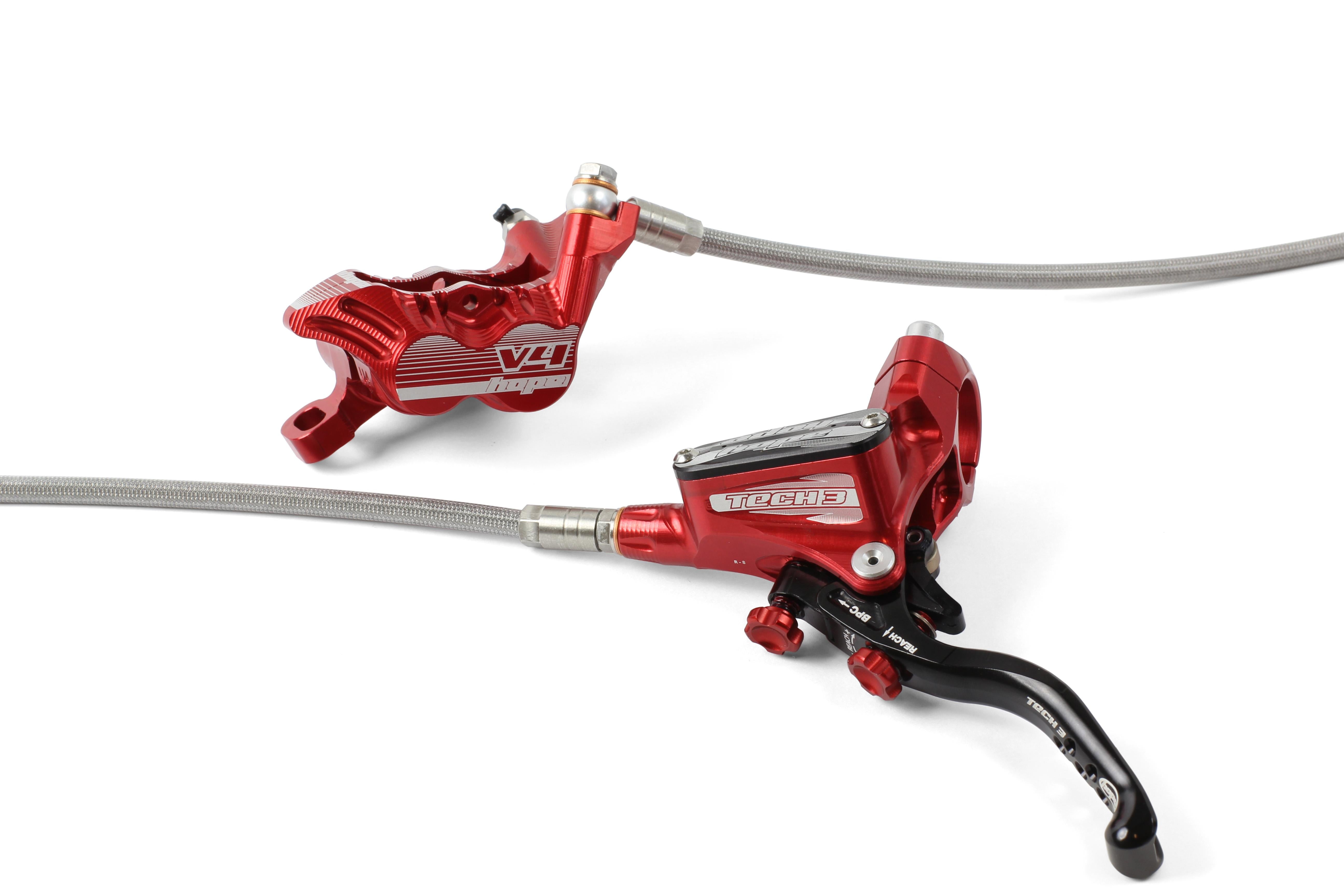 HOPE Tech 3 V4 Stahlflexleitung HR - Liquid-Life #Wähle Deine Farbe_Rot