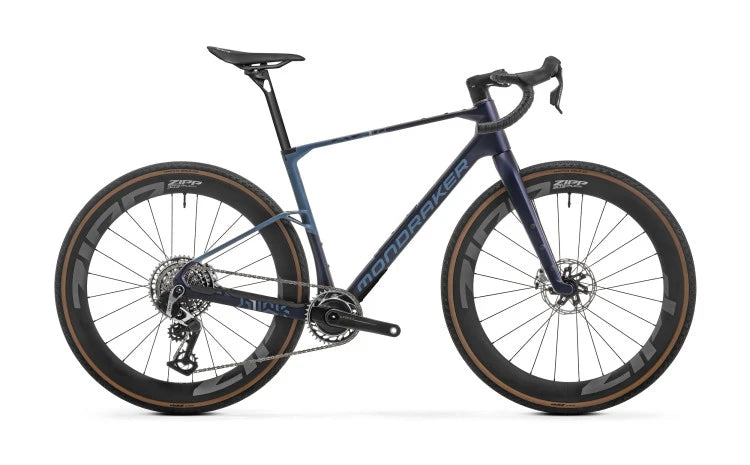 Mondraker Arid Gravelbike mit breiten Reifen und aerodynamischem Rahmen, ideal für Abenteuer auf vielfältigem Terrain.