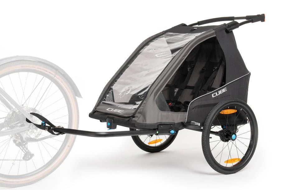 Cube Kinder Fahrradanhänger Double PURE - Liquid-Life #Wähle Deine Farbe_black´n´grey