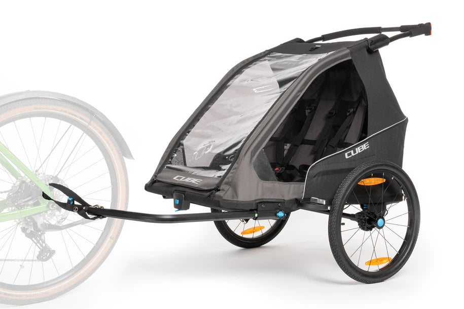 Cube Kinder Fahrradanhänger Double PURE - Liquid-Life #Wähle Deine Farbe_black´n´grey