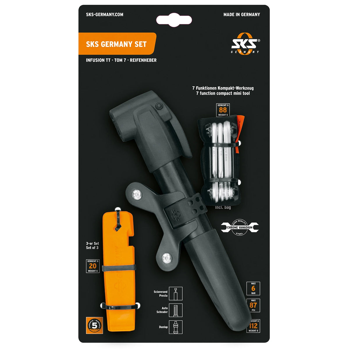 SKS Germany Set Minipumpe - Liquid-Life #Wähle Deine Farbe_schwarz/ orange