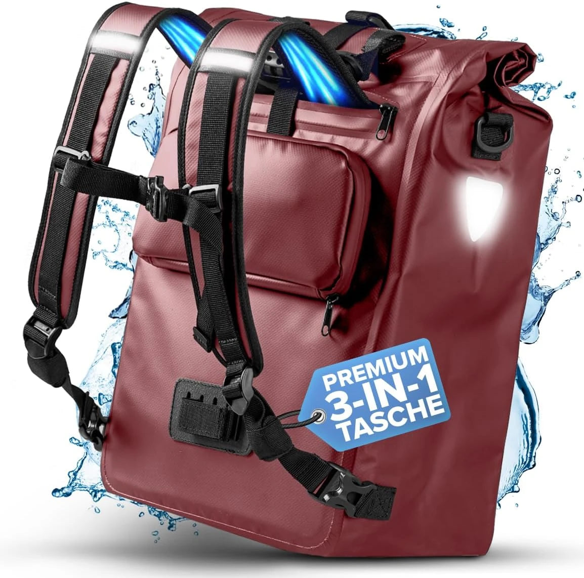 Büchel 3in1 Gepäckträgertasche wasserdicht - Liquid-Life #Wähle Deine Farbe_merlot rot