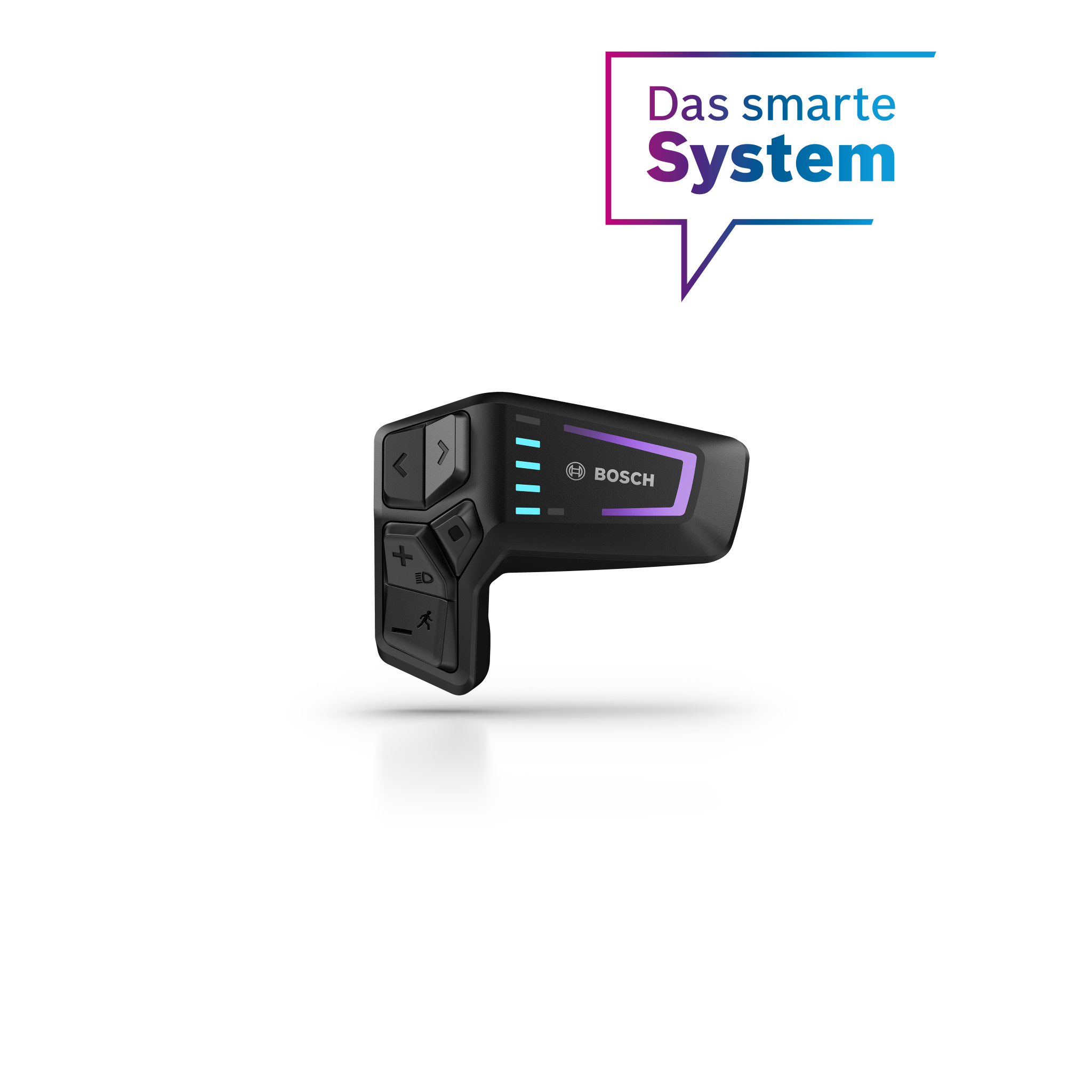 Bosch E-Bike Bedieneinheit, schwarz, mit Display und Tasten für smarte Steuerung, geeignet für E-Bike-Nutzer.