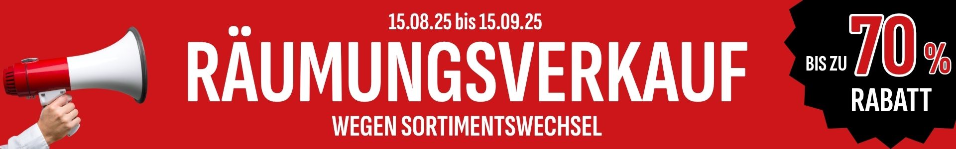 Räumungsverkauf vom 18.08.2025 bis 15.09.2025 wegen Sortimentswechsel bei Fahrrad Neumann in Brilon