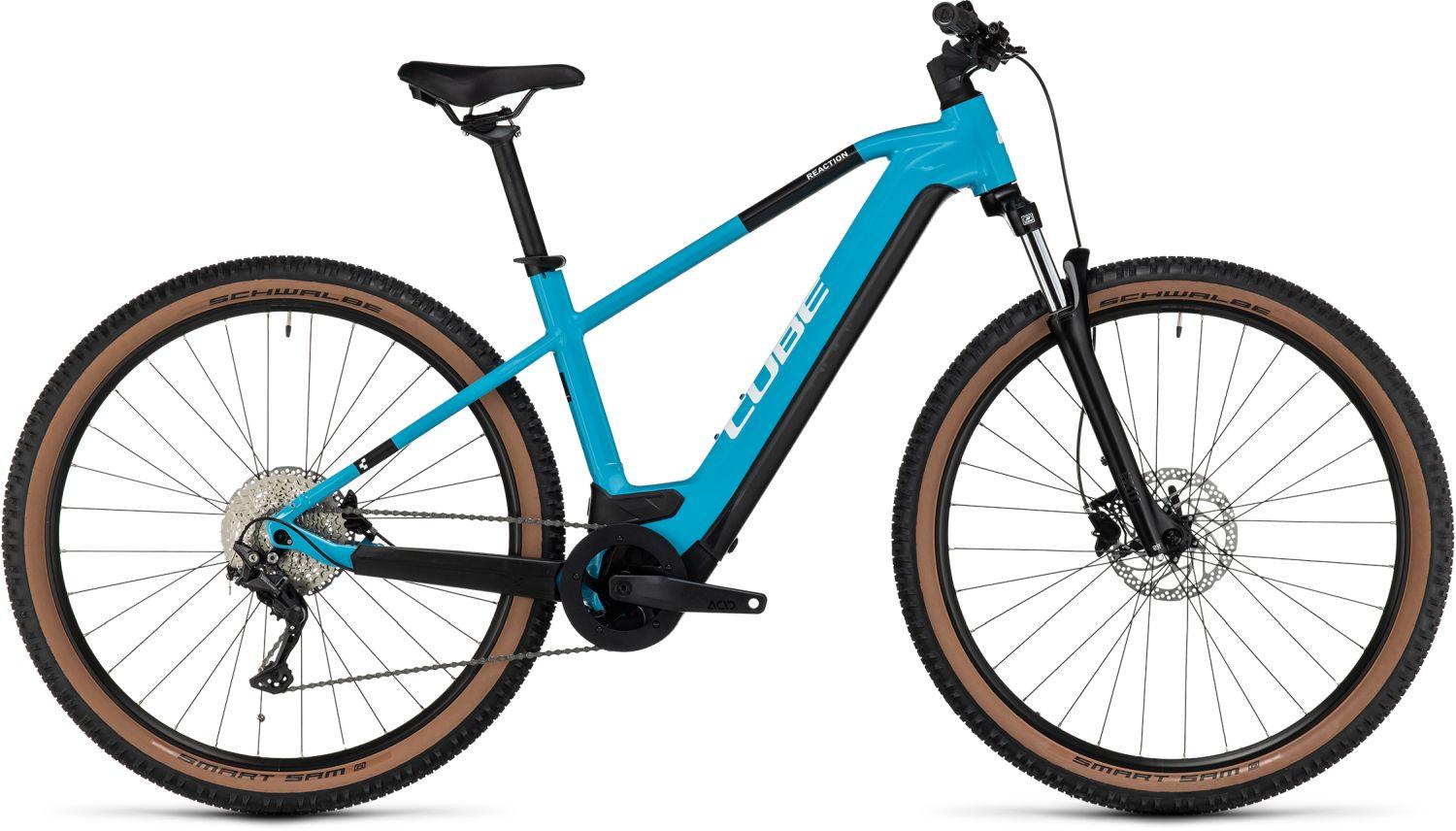 VTT grande autonomie pas cher VTT électrique semi-rigide Cube reaction hybrid one 500 skyblue´n´white easy entry