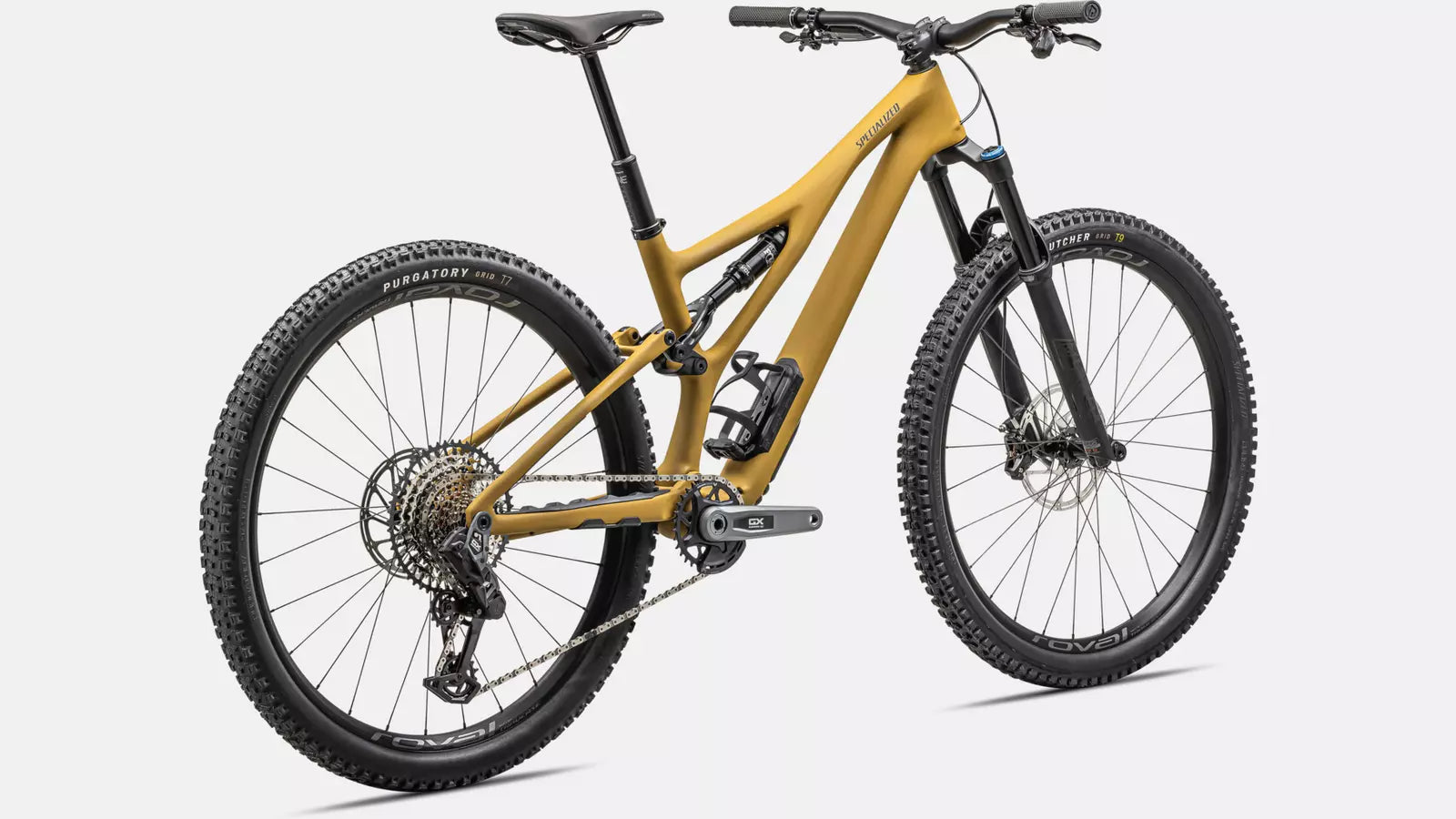 Gelbes Specialized Stumpjumper Mountainbike für Offroad-Abenteuer, mit robustem Rahmen und breiten Reifen.