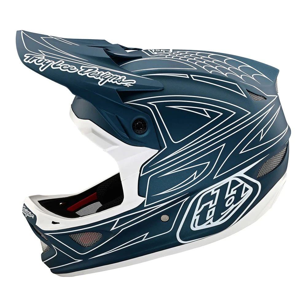 Troy Lee Designs D3 Fiberlite Helmet Spiderstripe - Liquid-Life #Wähle Deine Farbe_Blue