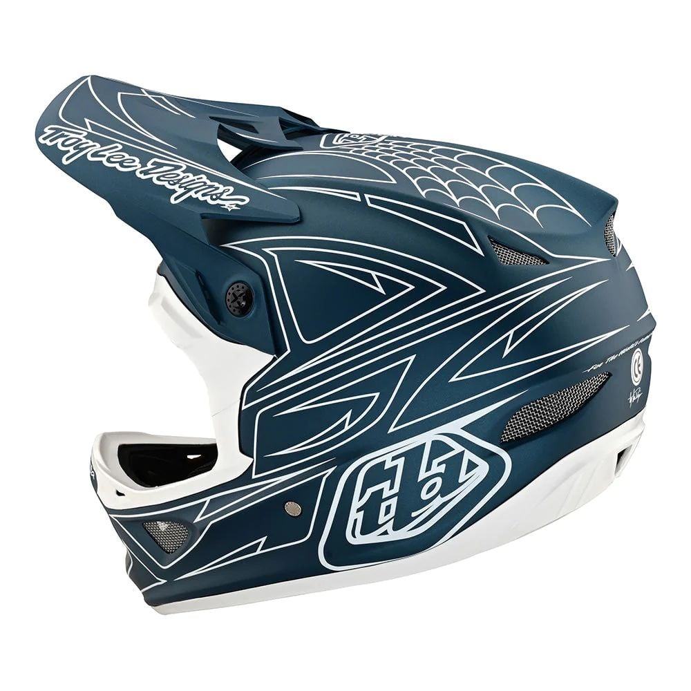 Troy Lee Designs D3 Fiberlite Helmet Spiderstripe - Liquid-Life #Wähle Deine Farbe_Blue